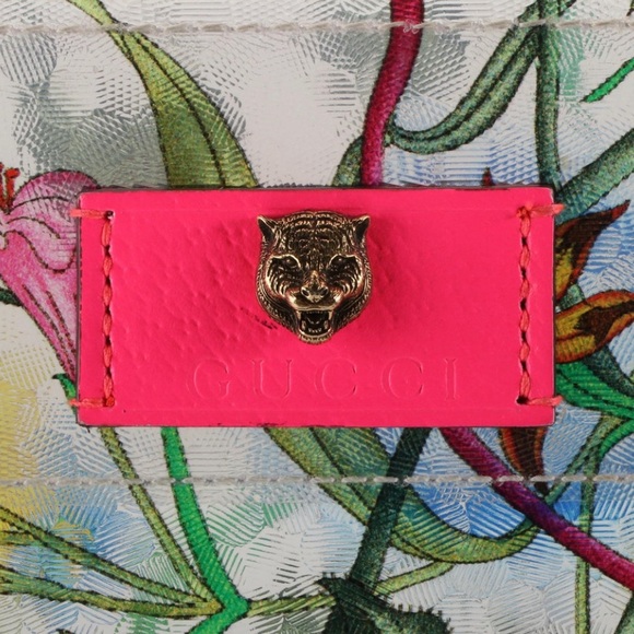 Gucci Tote Bag In Translucent Flora Print with Pink Trim - Picture 7 of 12